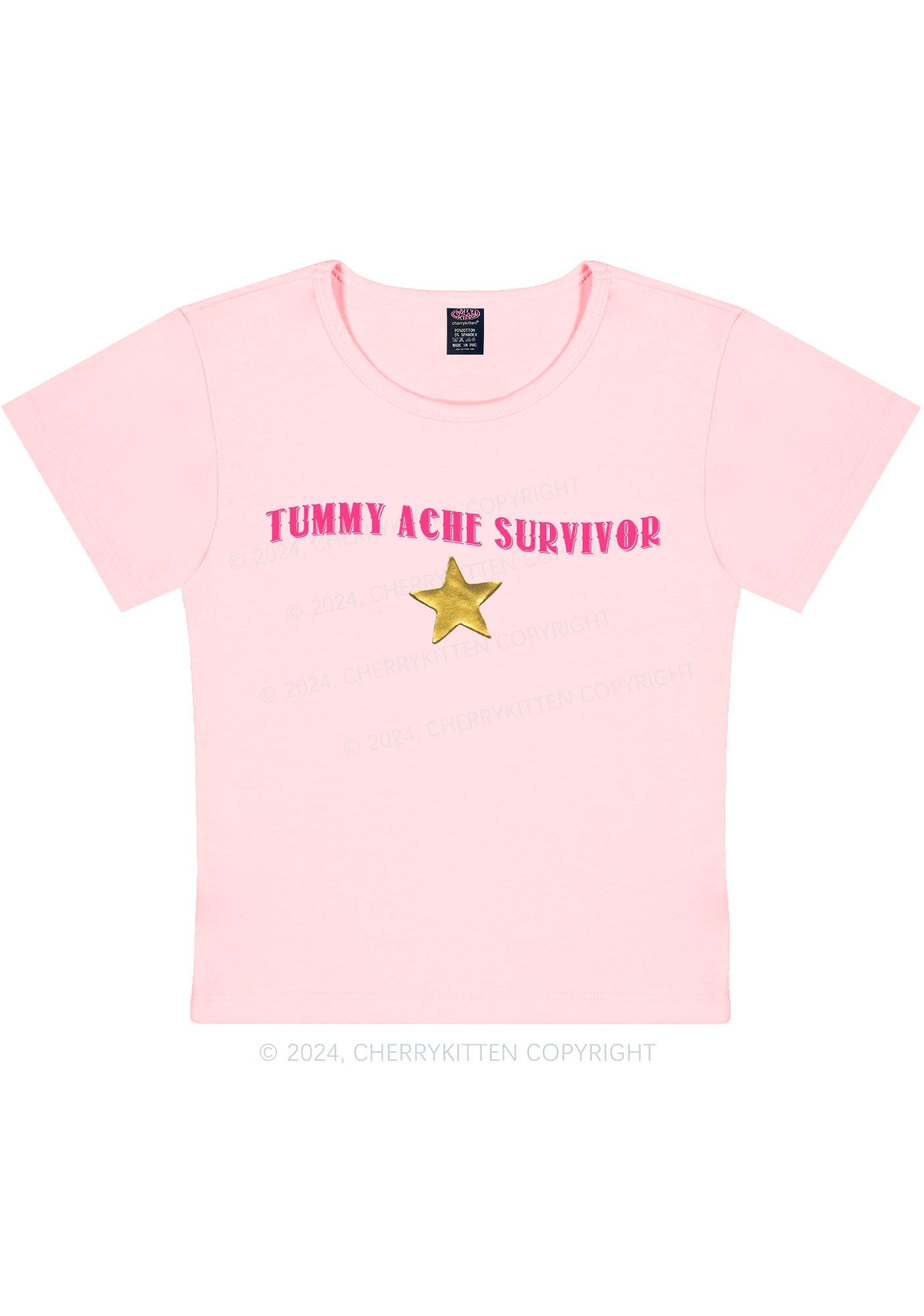 Tummy Ache Survivor Y2K Baby Tee Cherrykitten