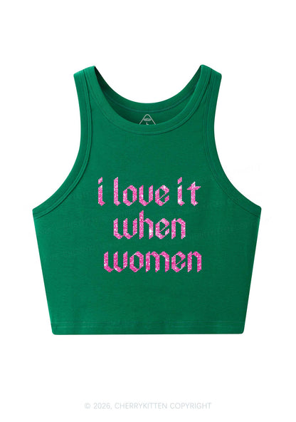 Glitter I Love It When Women Pride Y2K Crop Tank Top Cherrykitten