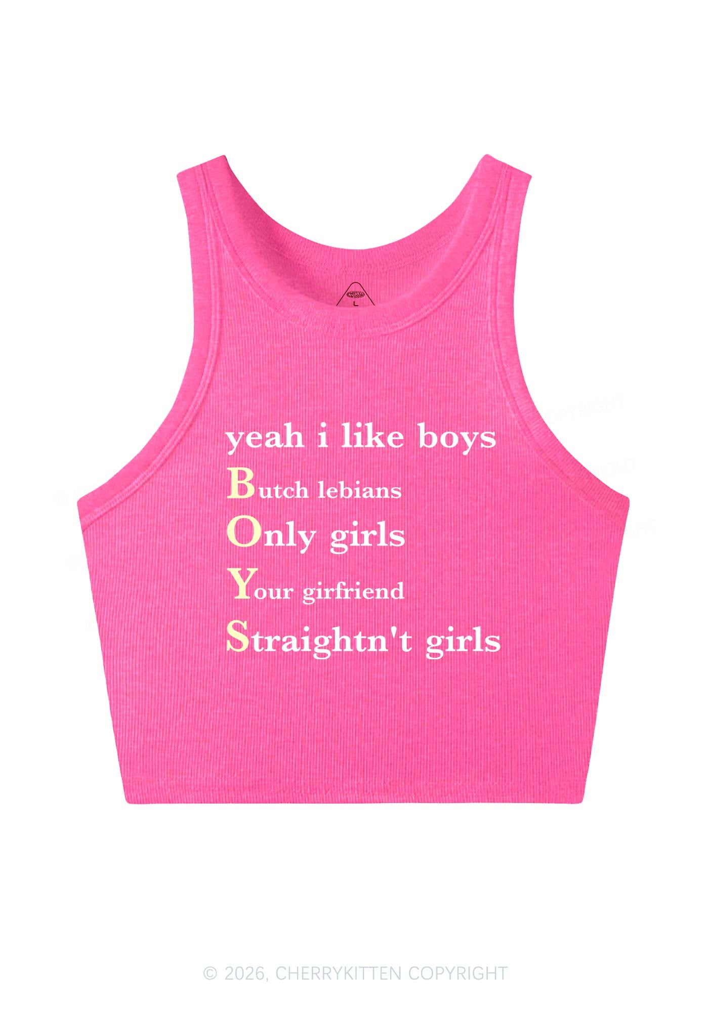 Yeah I Like Boys Pride Y2K Crop Tank Top Cherrykitten