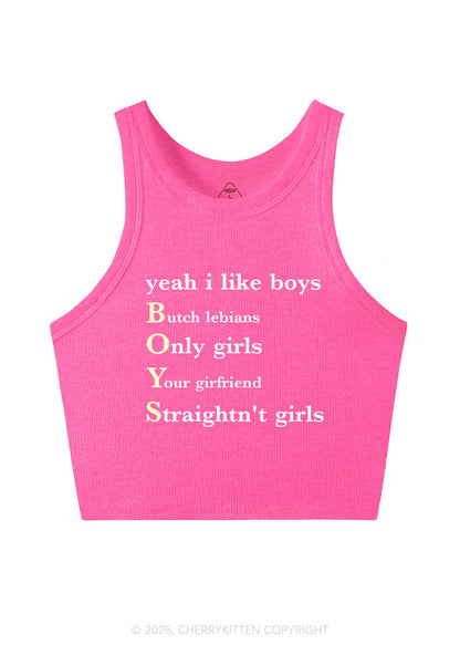 Yeah I Like Boys Pride Y2K Crop Tank Top Cherrykitten