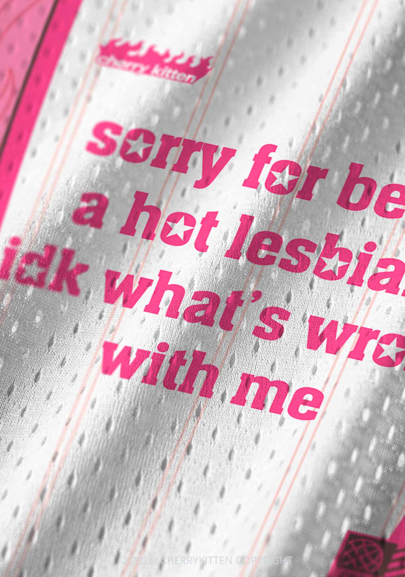 Pink Sorry For Being Hot Lesbian Pride Y2K Sport Jersey Tank Cherrykitten