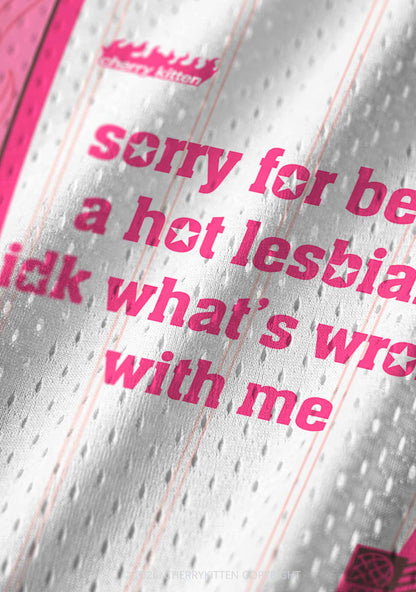 Pink Sorry For Being Hot Lesbian Pride Y2K Sport Jersey Tank Cherrykitten