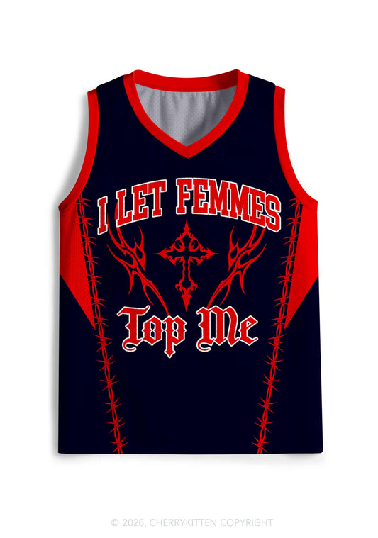 Black I Let Femmes Top Me Pride Y2K Sport Jersey Tank Cherrykitten
