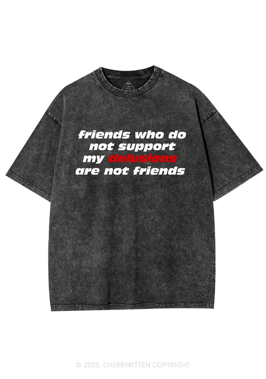 Friends Support My Delusions Y2K Shirts Washed Tee Cherrykitten