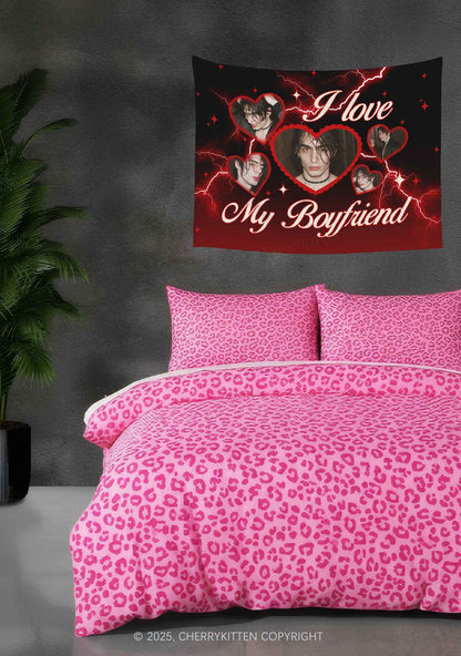 Custom Photo I Love My BF Valentine's Day Flag Y2K Tapestry Cherrykitten