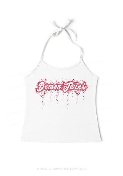 Rhinestone Demon Twink Pride Y2K Halter Neck Cami Cherrykitten