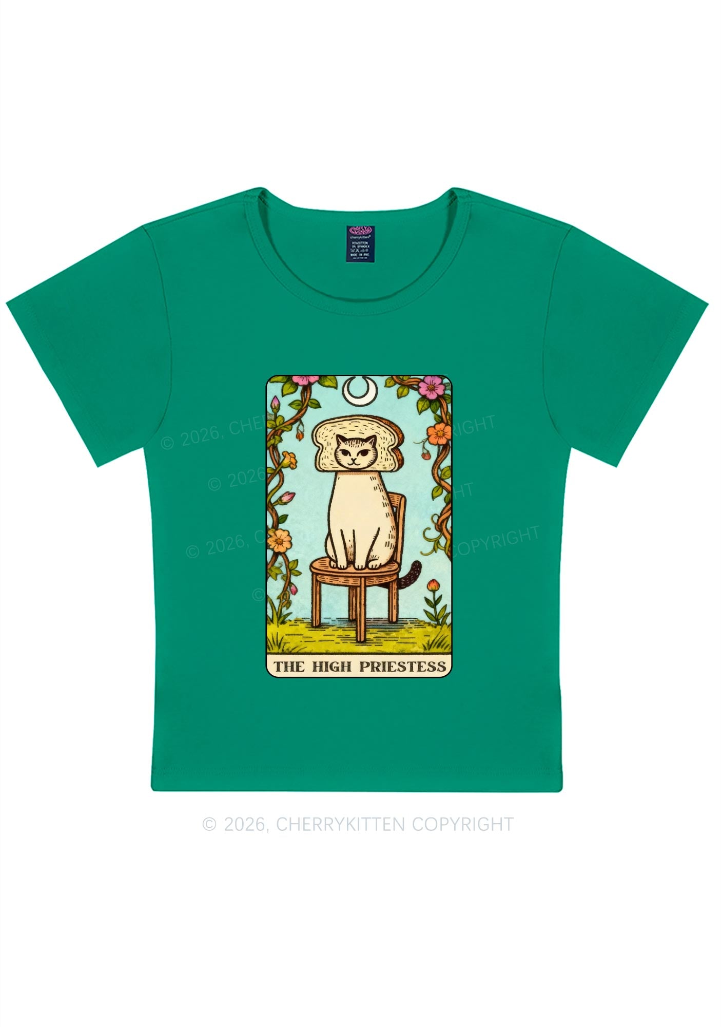 Breadhead Cat Y2K Baby Tee Cherrykitten