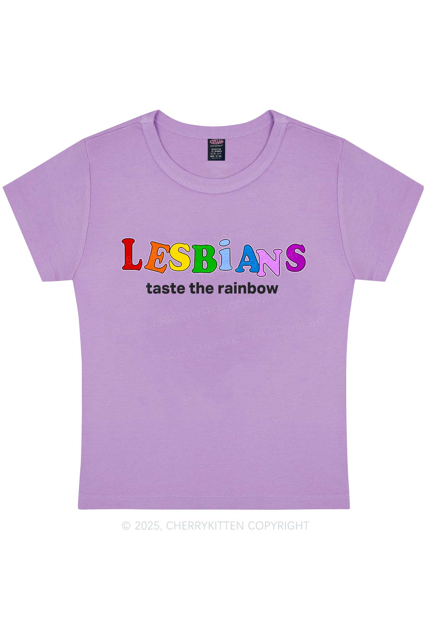 Lesbians Taste The Rainbow Y2K Baby Tee Cherrykitten