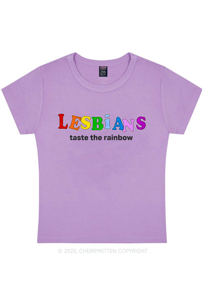 Lesbians Taste The Rainbow Y2K Baby Tee Cherrykitten