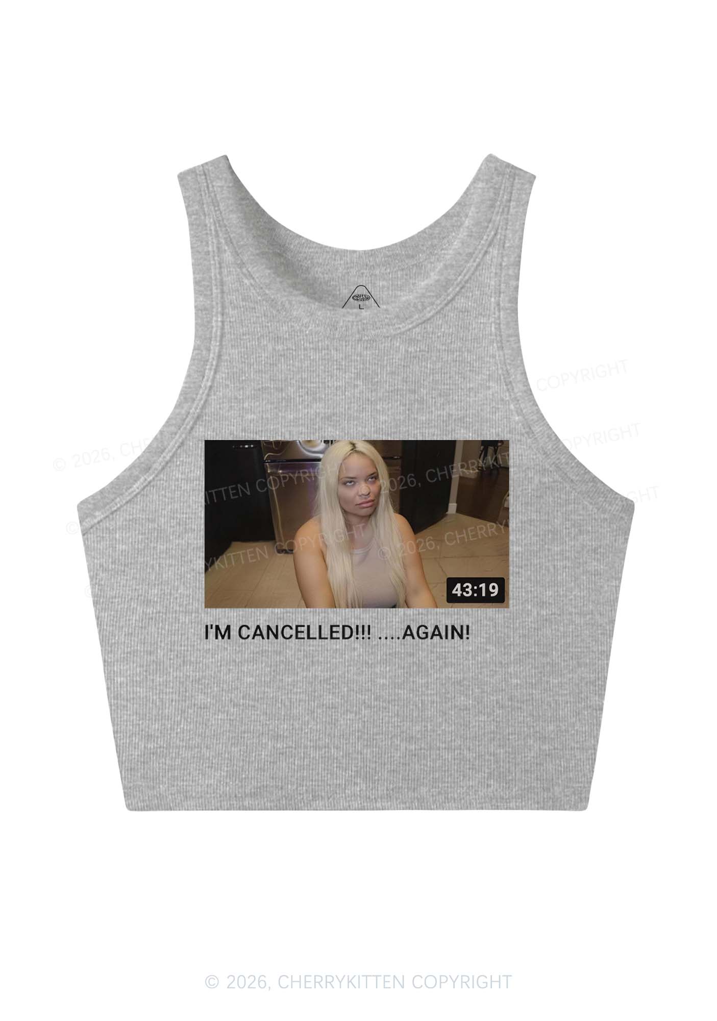 Im Canceled Again Y2K Crop Tank Top Cherrykitten