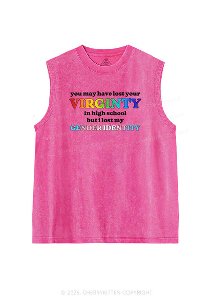 I Lost My Gender Identity Pride Y2K Washed Muscle Tank Cherrykitten