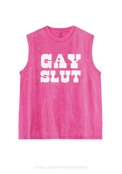Gay Slxt Pride Y2K Washed Muscle Tank Cherrykitten