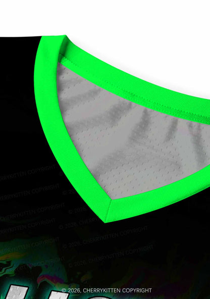 Green Liquid Swirl I Love Techno Slxts Y2K Sport Jersey Tank Cherrykitten
