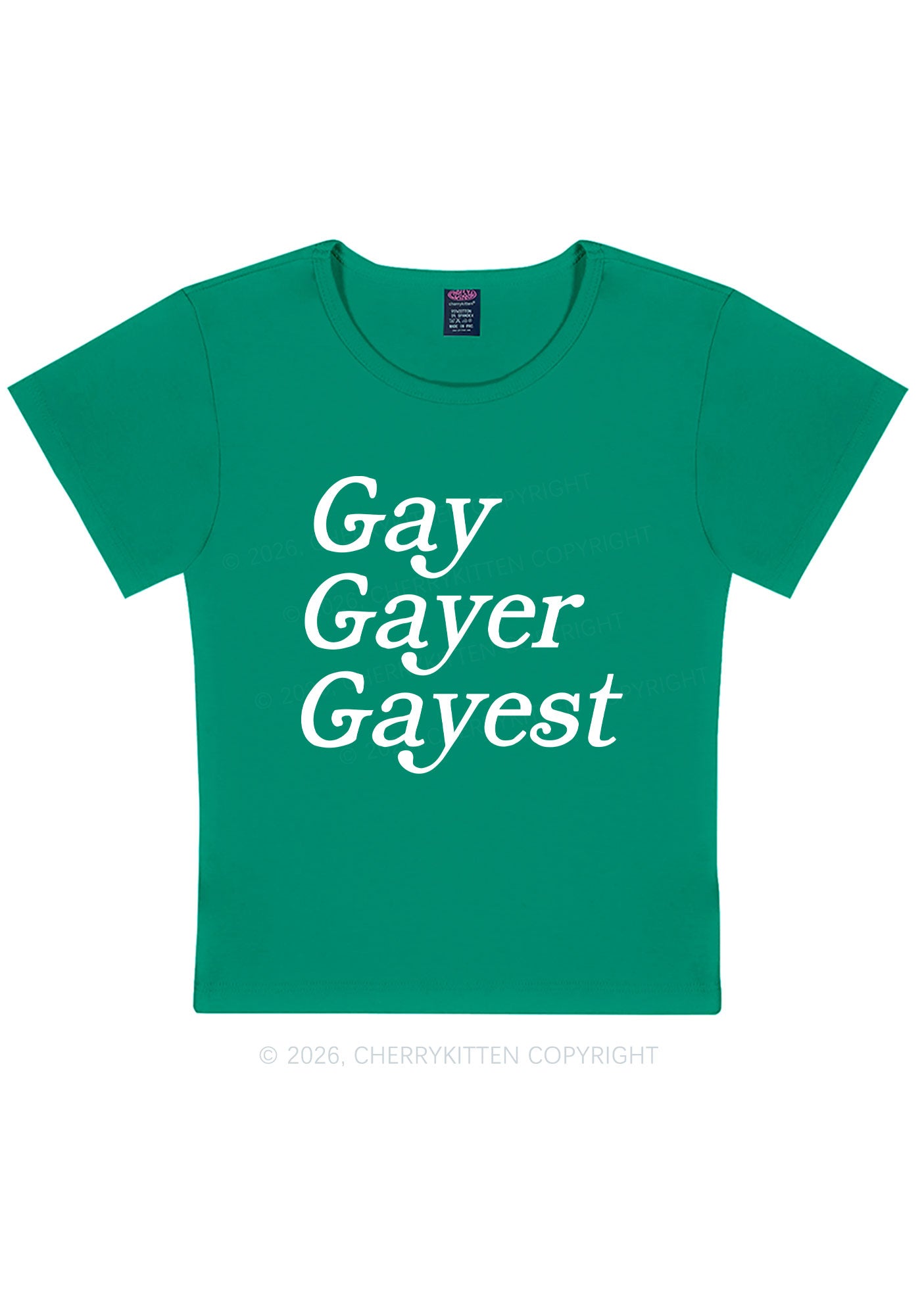 Gay Gayer Gayest Pride Y2K Baby Tee Cherrykitten