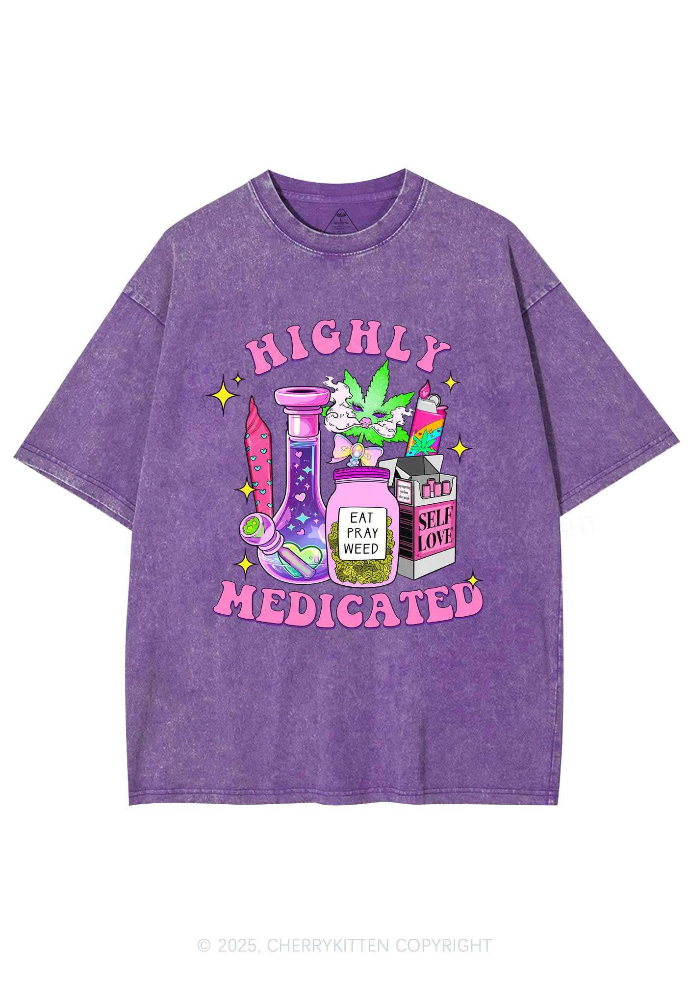 Highly Medicated Y2K Shirts Washed Tee Cherrykitten