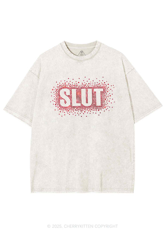 Rhinestone Special Slxt Y2K Shirts Washed Tee Cherrykitten