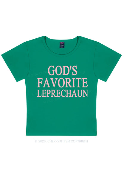 God's Favorite Leprechaun St Patricks Y2K Baby Tee Cherrykitten