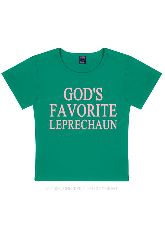 God's Favorite Leprechaun St Patricks Y2K Baby Tee Cherrykitten