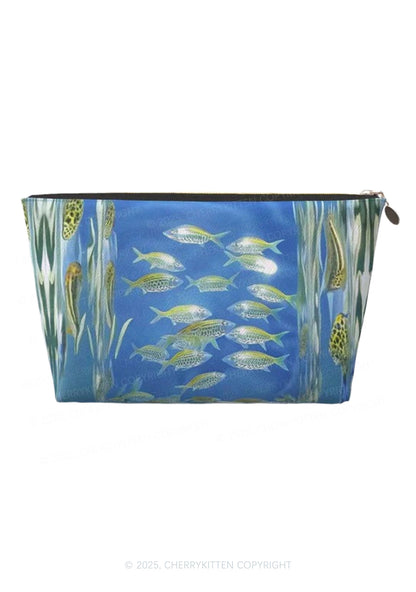 Undersea Fish Y2K Leather Makeup Bag Cherrykitten