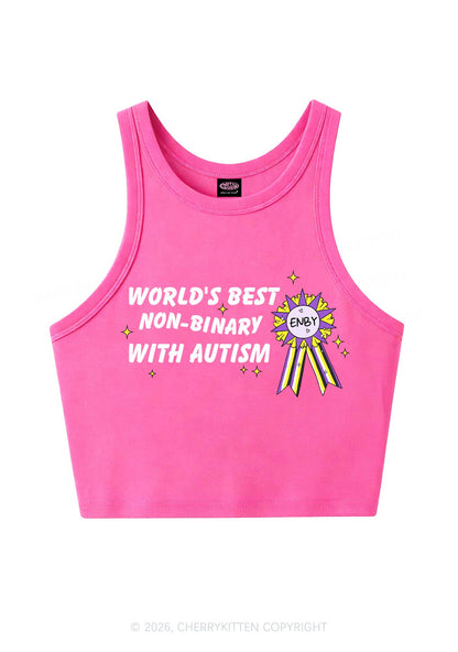 Worlds Best Nonbinary Y2K Crop Tank Top Cherrykitten