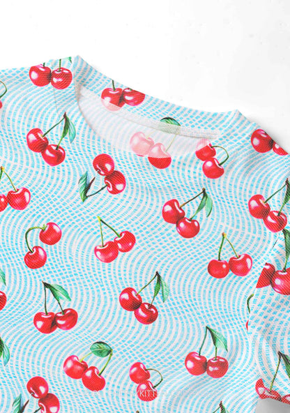 Blue Cherry Y2K Mesh Crop Top Cherrykitten