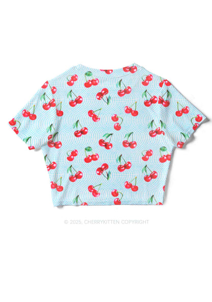 Blue Cherry Y2K Mesh Crop Top Cherrykitten