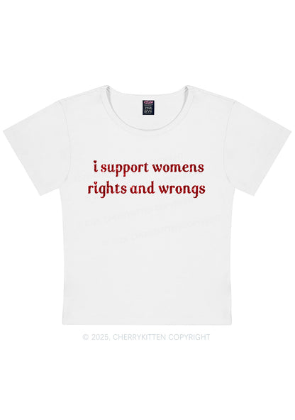 Glitter I Support Women Y2K Baby Tee Cherrykitten