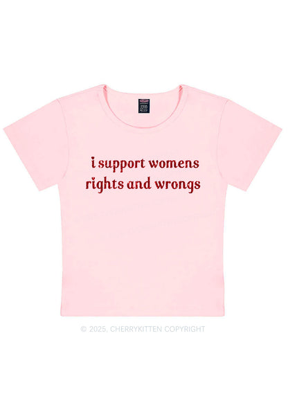 Glitter I Support Women Y2K Baby Tee Cherrykitten