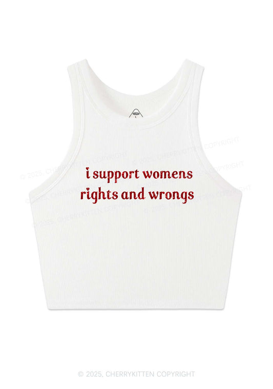 Glitter I Support Women Y2K Crop Tank Top Cherrykitten