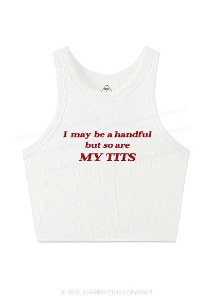 Glitter I May Be A Handful Y2K Crop Tank Top Cherrykitten