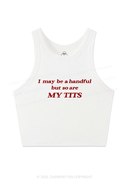 Glitter I May Be A Handful Y2K Crop Tank Top Cherrykitten