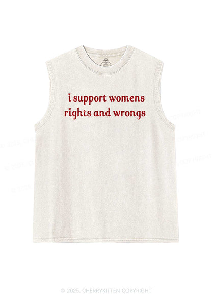 Glitter I Support Women Y2K Washed Muscle Tank Cherrykitten