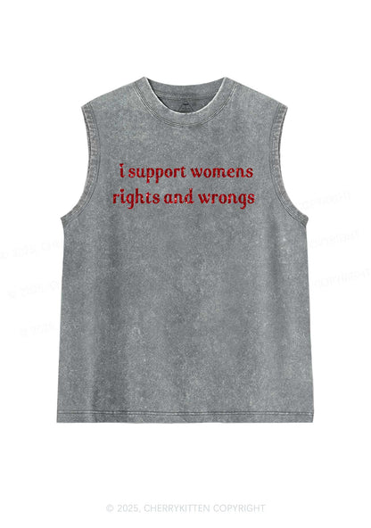 Glitter I Support Women Y2K Washed Muscle Tank Cherrykitten
