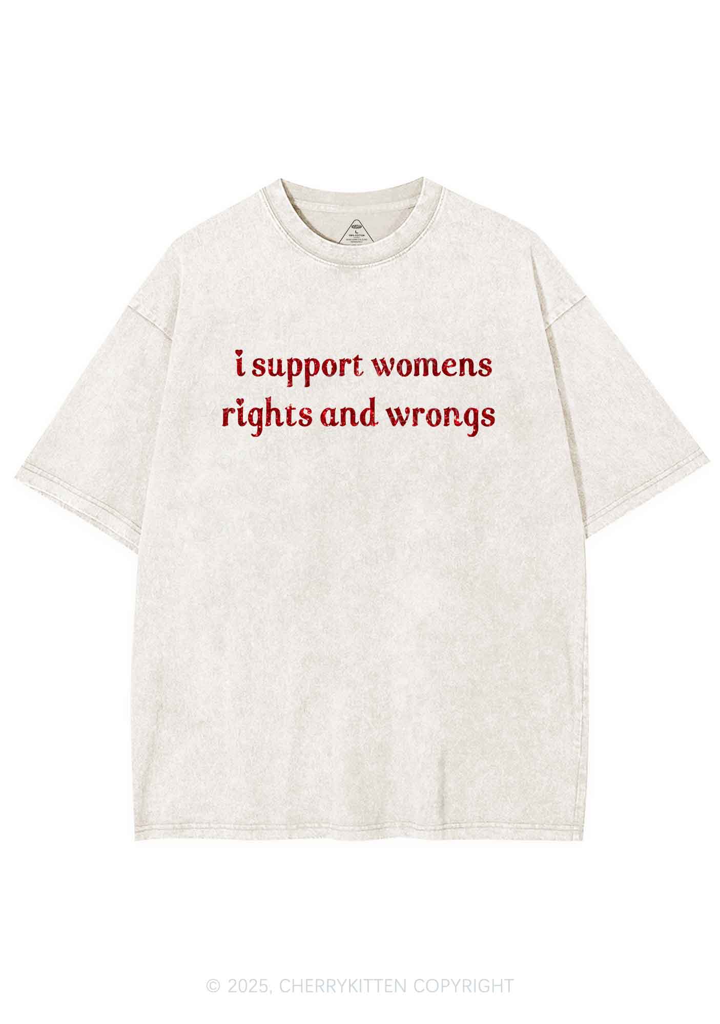 Glitter I Support Women Y2K Shirts Washed Tee Cherrykitten