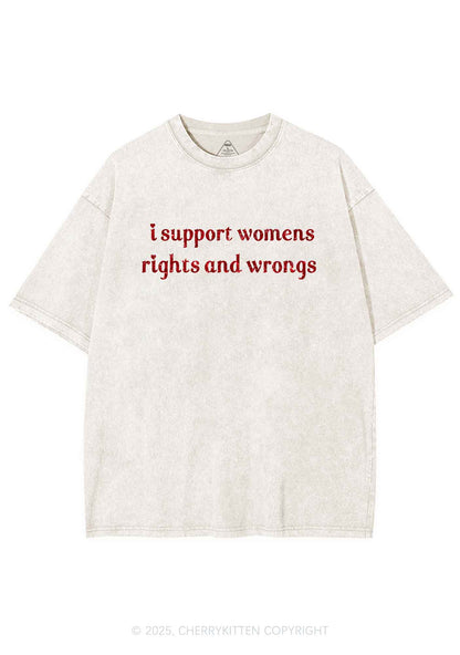 Glitter I Support Women Y2K Shirts Washed Tee Cherrykitten