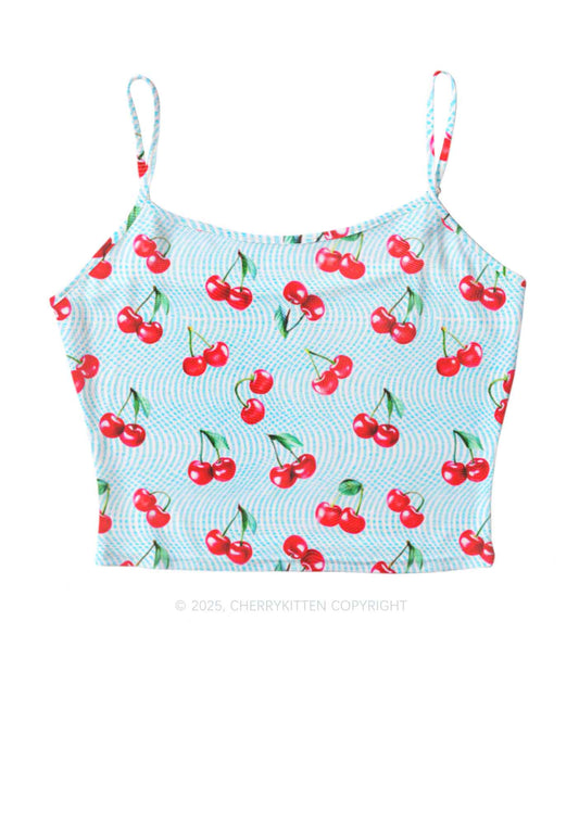 Blue Cherry Y2K Mesh Cami Tank Cherrykitten
