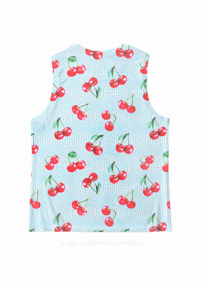 Blue Cherry Y2K Mesh Muscle Tank Cherrykitten