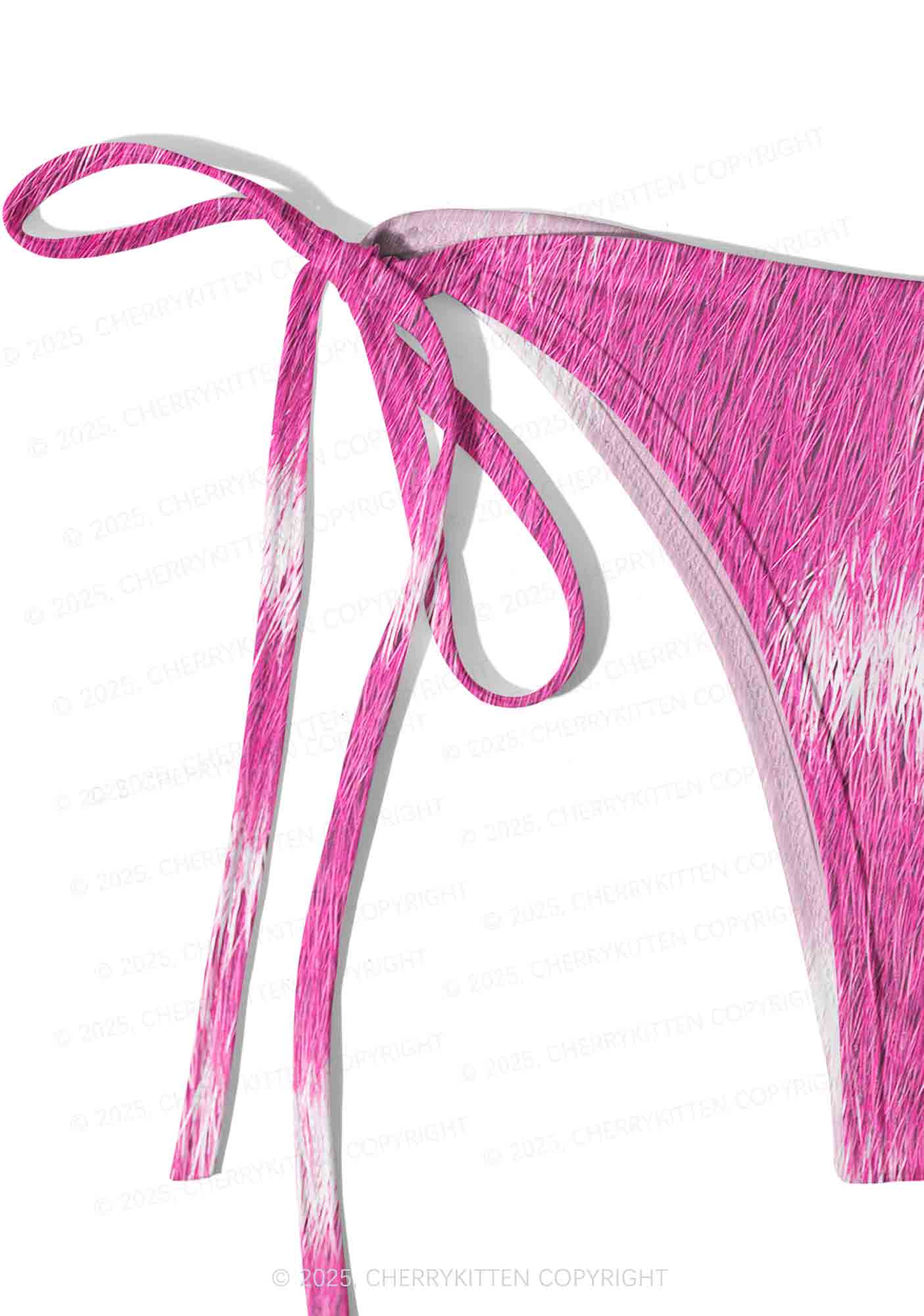 Pink Furry Leopard Y2K Print Bikini Set Cherrykitten