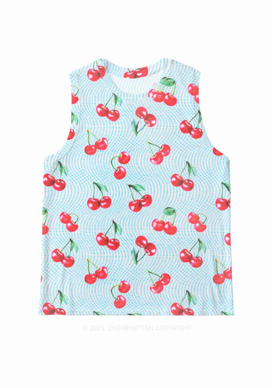 Blue Cherry Y2K Mesh Muscle Tank Cherrykitten