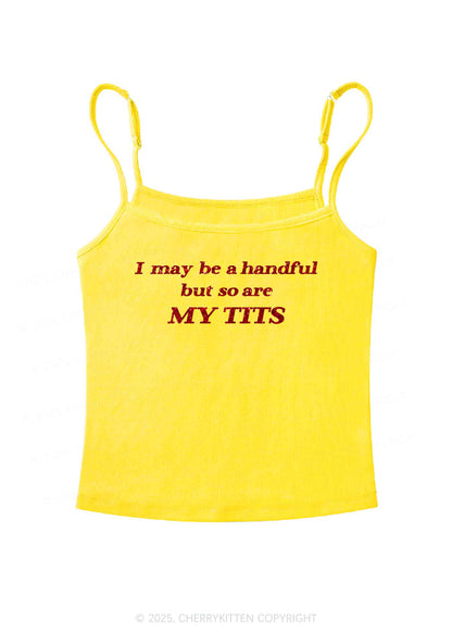 Glitter I May Be A Handful Y2K Spaghetti Strap Cami Cherrykitten