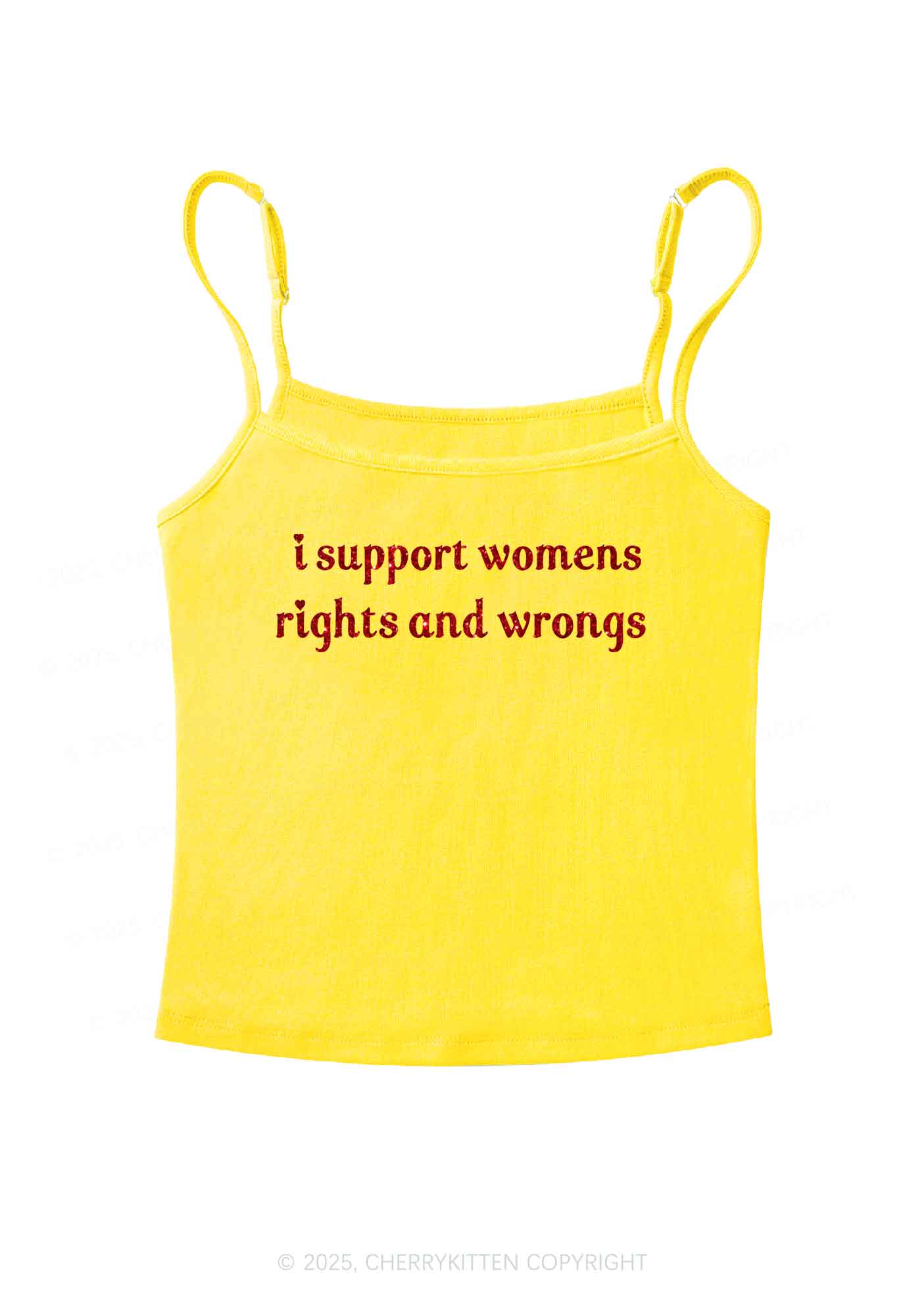 Glitter I Support Women Y2K Spaghetti Strap Cami Cherrykitten