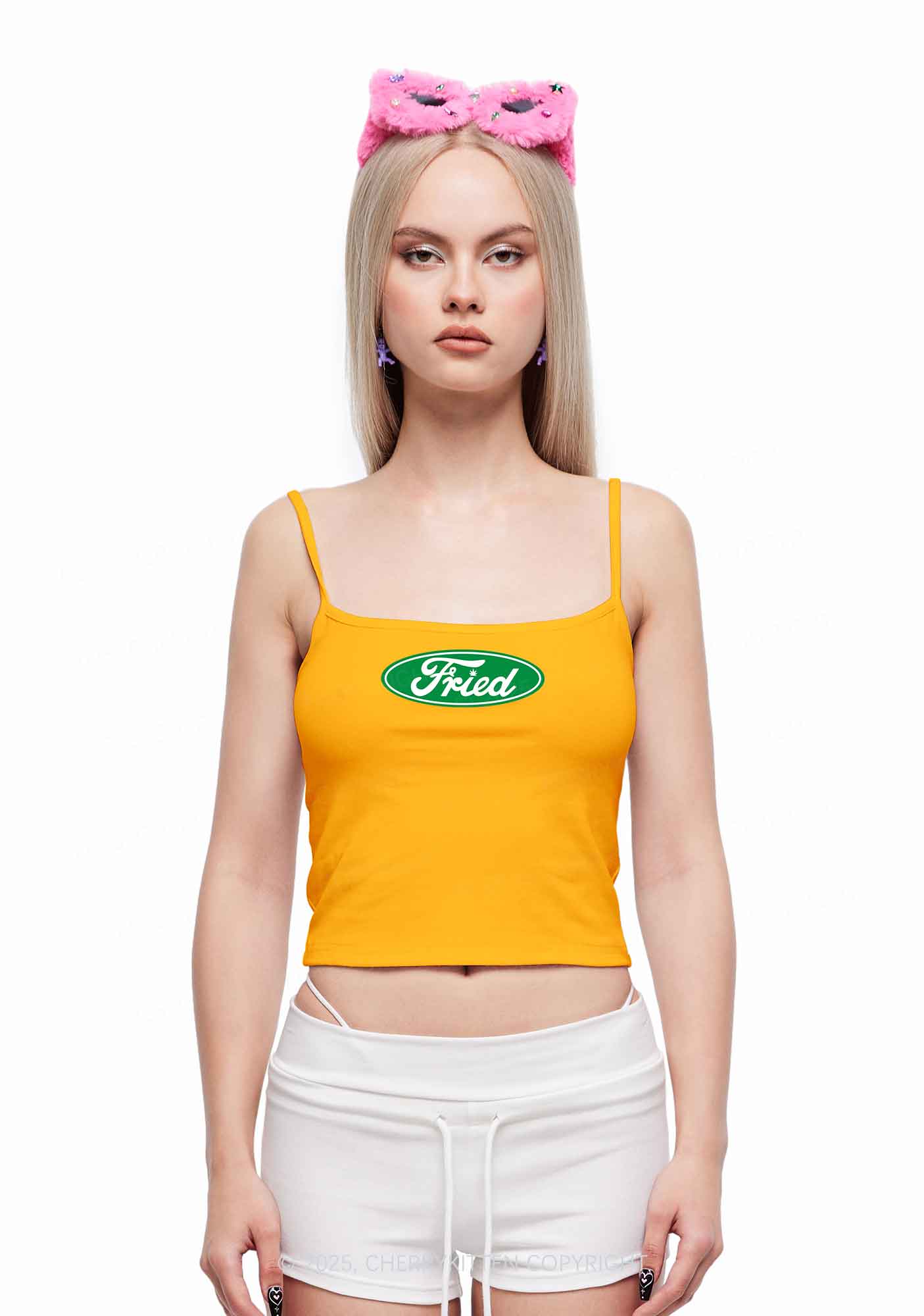 Green Fried Y2K Spaghetti Strap Cami Cherrykitten