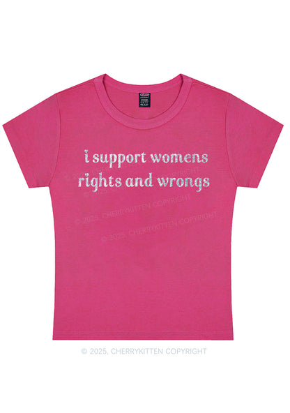 Glitter I Support Women Y2K Baby Tee Cherrykitten