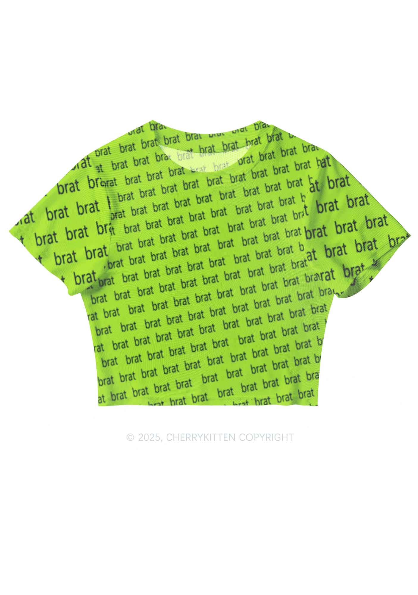 Green Brat Summer Y2K Mesh Crop Top Cherrykitten