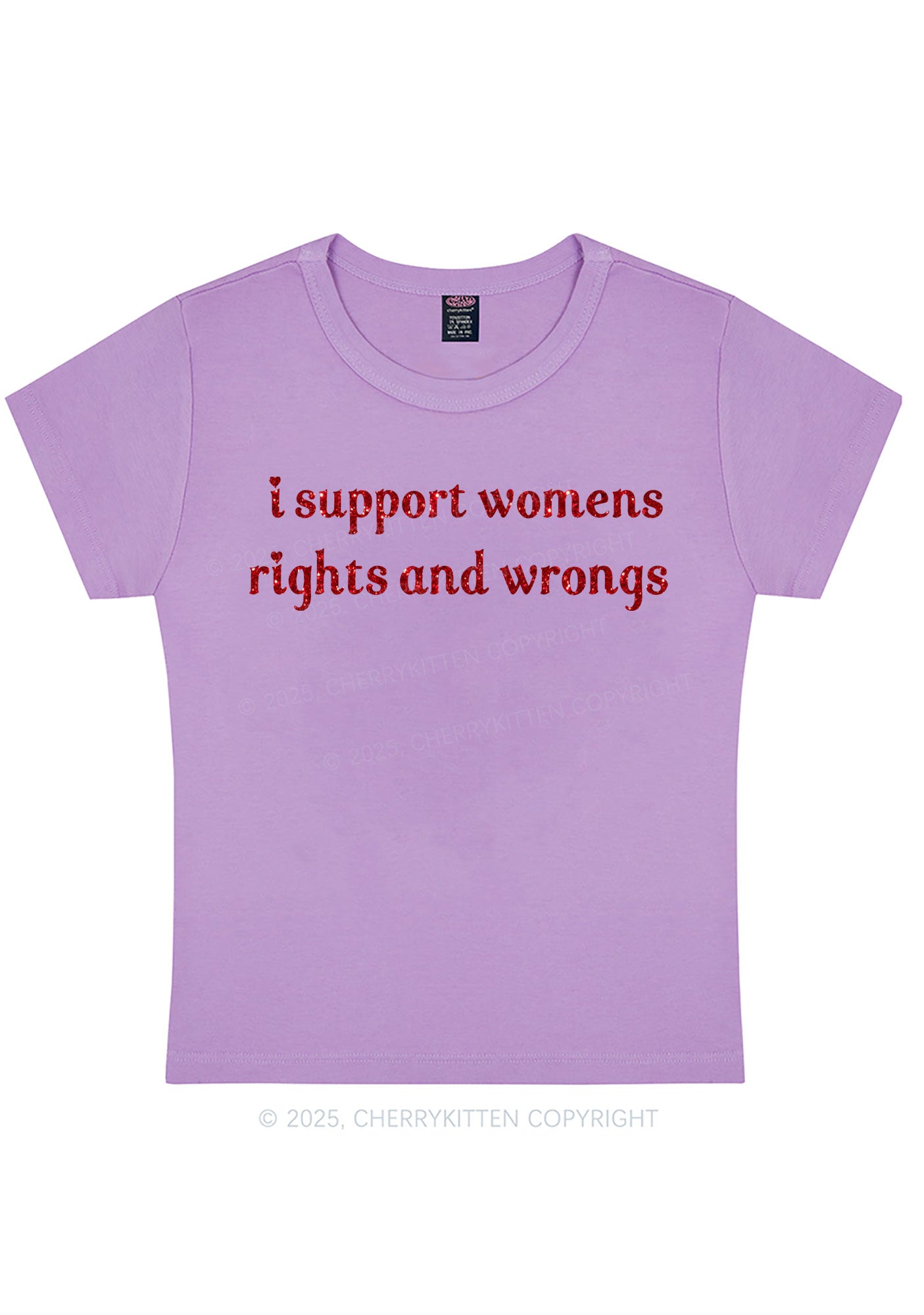 Glitter I Support Women Y2K Baby Tee Cherrykitten