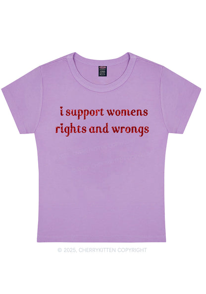 Glitter I Support Women Y2K Baby Tee Cherrykitten