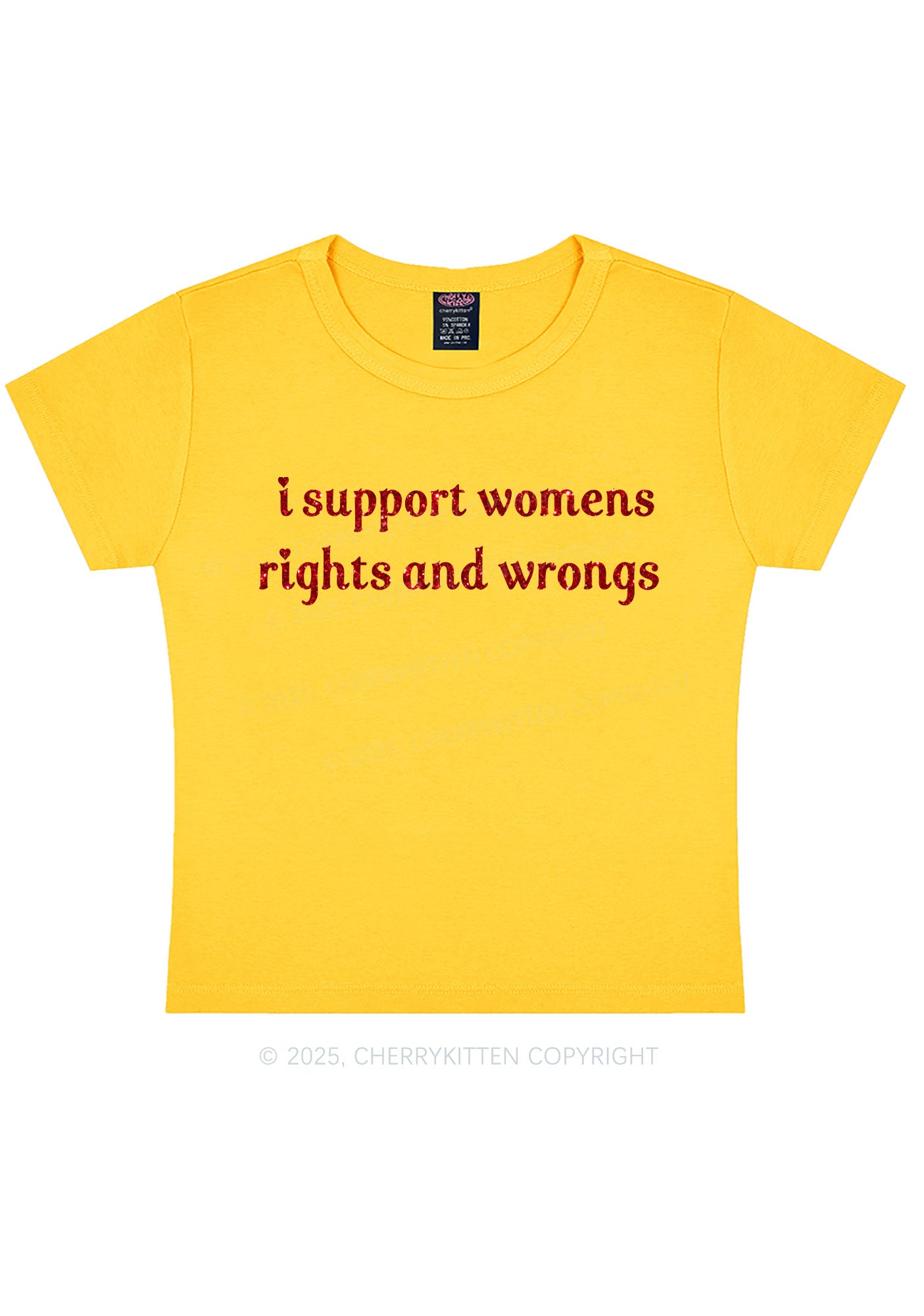 Glitter I Support Women Y2K Baby Tee Cherrykitten