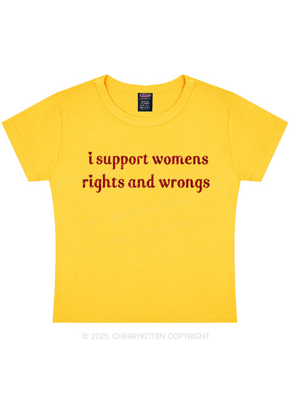 Glitter I Support Women Y2K Baby Tee Cherrykitten