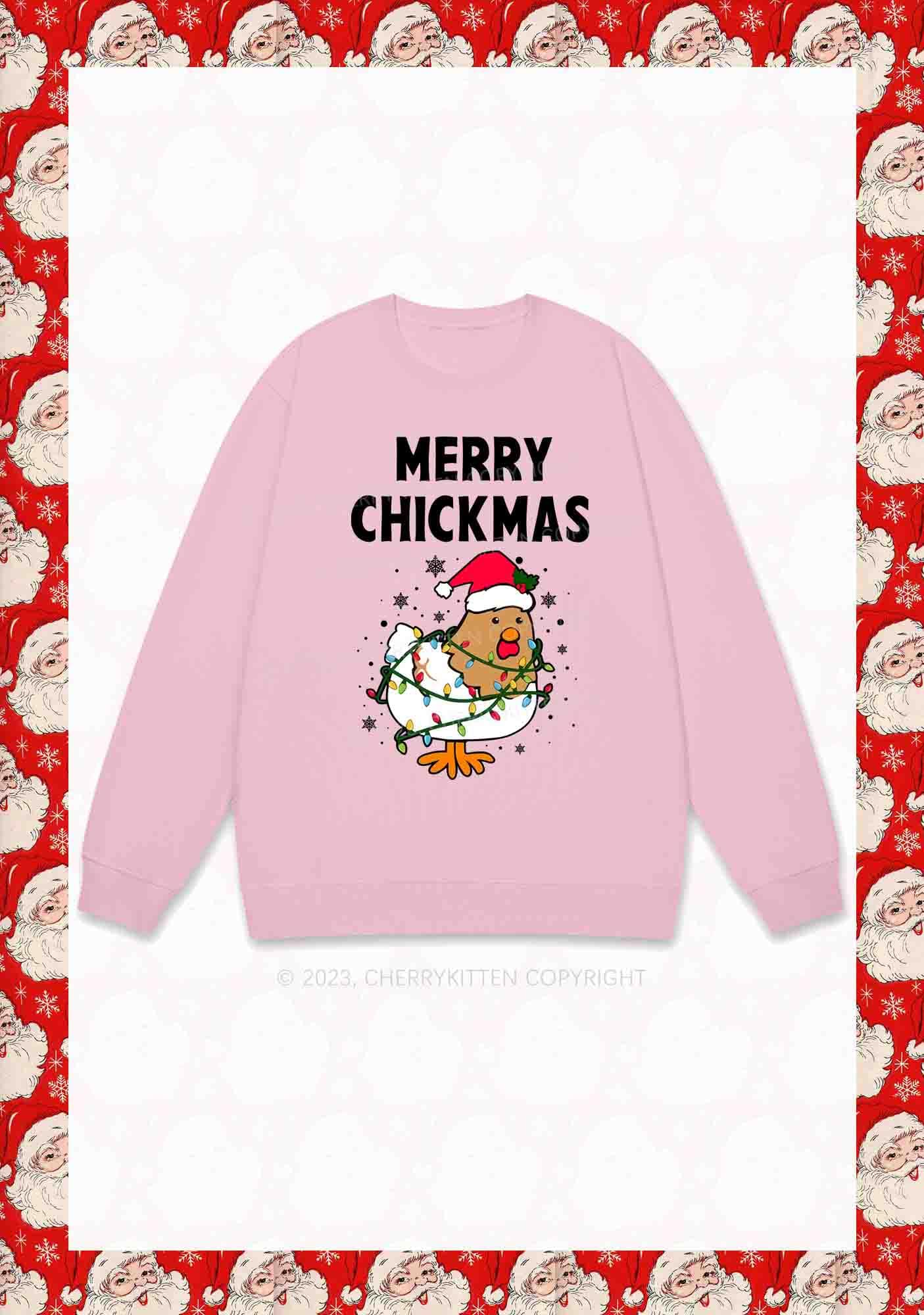 Merry Chickmas Snowflakes Christmas Y2K Sweatshirt Cherrykitten