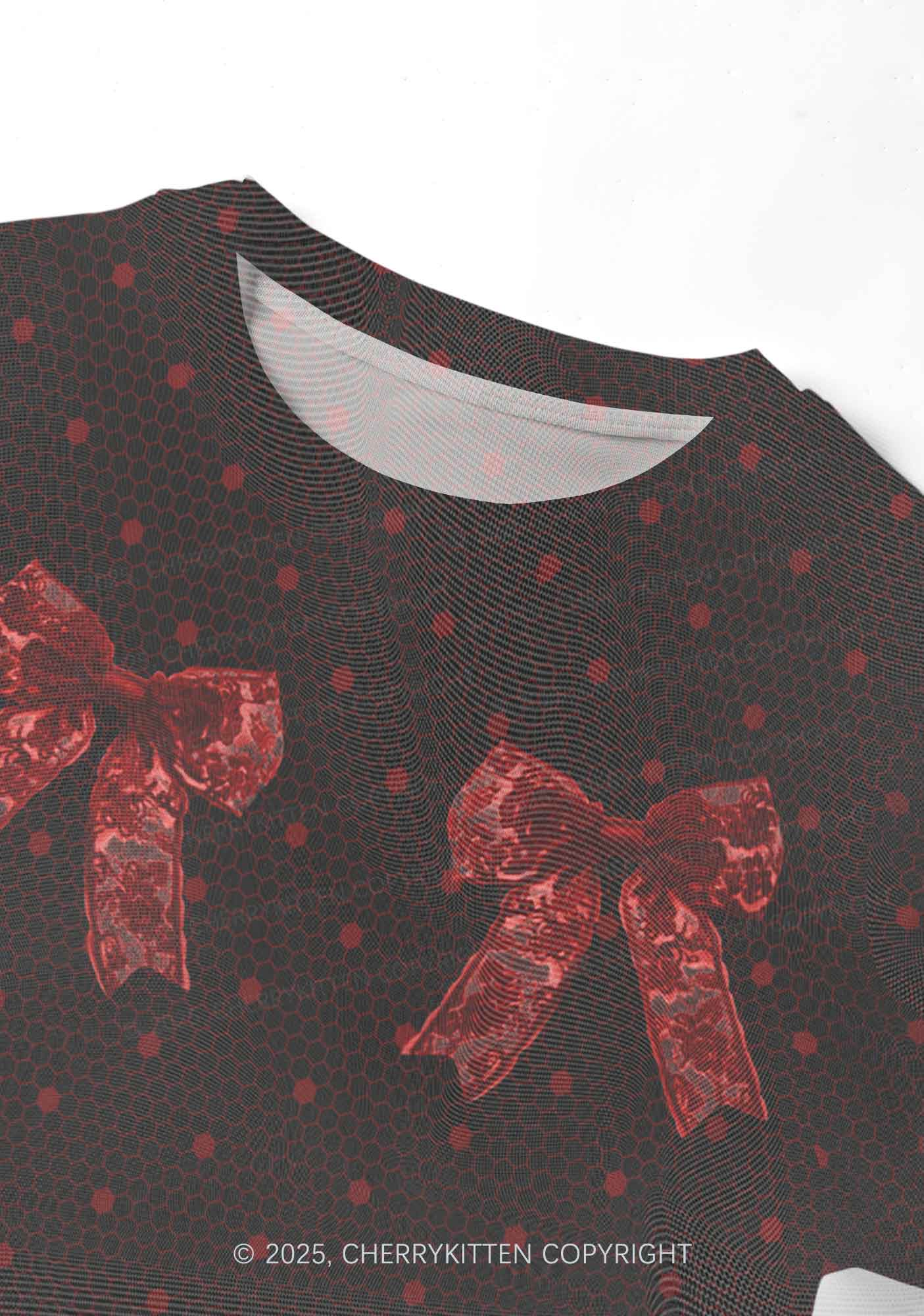 Bow Ties Y2K Mesh Crop Top Cherrykitten